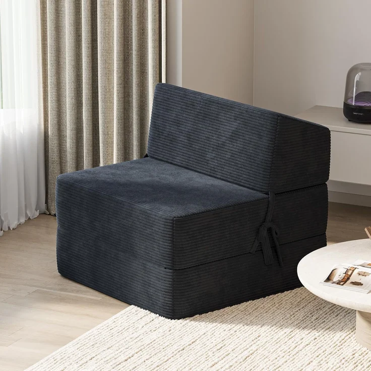 JUMMICO Schlafsofa Cord Faltbares Bodensofa mit Schlaffunktion,Black
