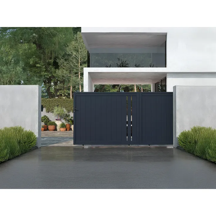 Vente-unique - TOROMA Eingangstor Metall Grau - B 4,6 cm x H 178 cm x L 396 cm – Bild 2