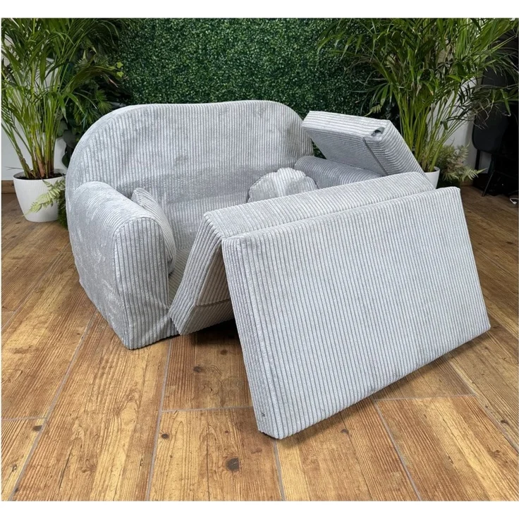 FORTISLINE Kindersofa Kindersofa Rosalia Ausklappbares Sofa aus Cord mit Verlängerung – Bild 3