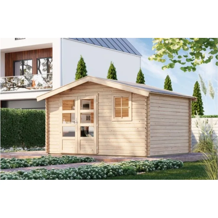 Blockbohlenhaus Felsenau 5 - 372x282 cm, 38 mm naturbelassen, Karibu