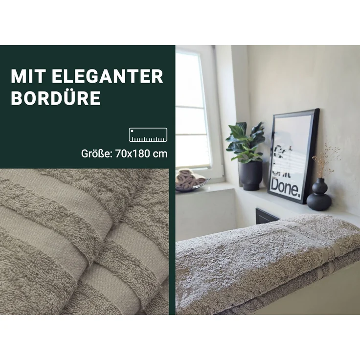ZOLLNER Saunatücher 2er Set, 70x180 cm, Baumwolle, 450g/qm, fango – Bild 5
