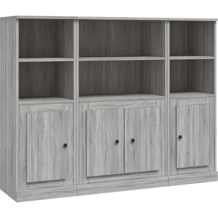 Highboards 3 Stk, BuffetSchrank, Büroschrank. Grau Sonoma Holzwerkstoff – Bild 2