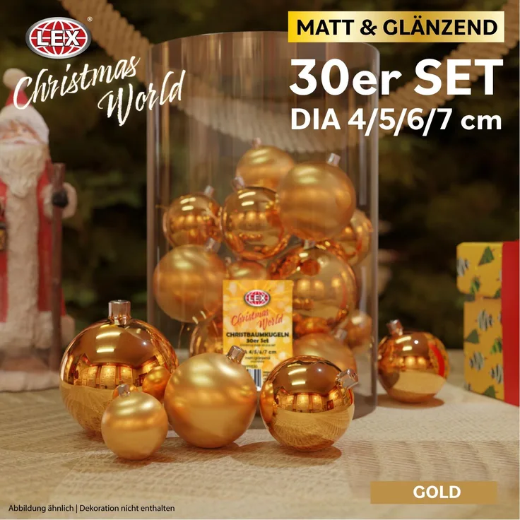 Christbaumkugeln 30 Stück gold Weihnachtskugeln Box Weihnachtsdeko Baumschmuck