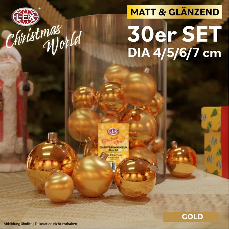 Christbaumkugeln 30 Stück gold Weihnachtskugeln Box Weihnachtsdeko Baumschmuck