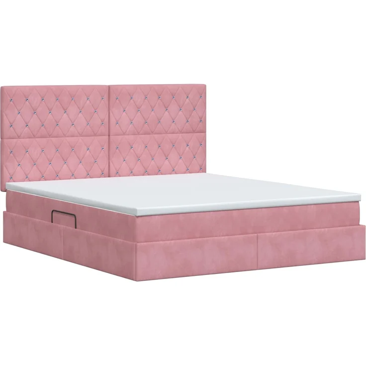 vidaXL LED-Speicherbett mit Matratze Rosa 180x200 cm Samt 3460091 – Bild 9