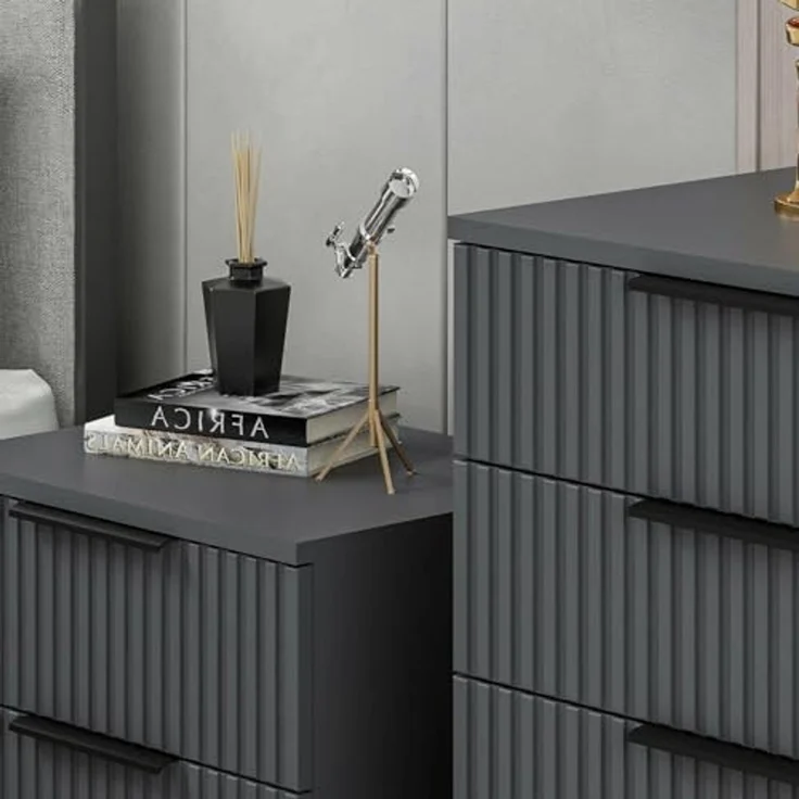 Dmora Kommode Theemin 72 x 42 x 77 cm Schwarz 7 Schubladen – Bild 4