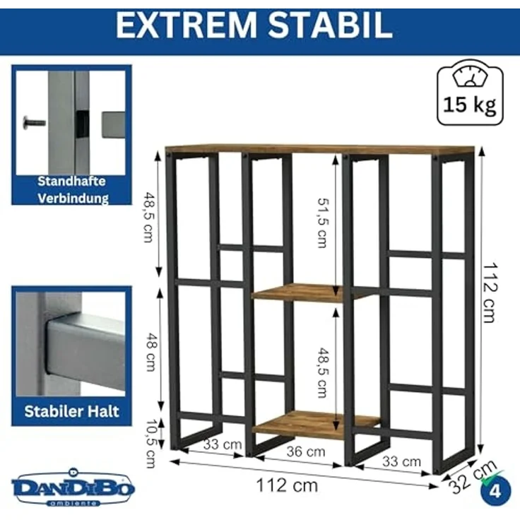 DanDiBo Getränkekistenregal 4 Kisten mit Ablage Holz Metall 96564 Getränkeregal Kistenregal Getränkekistenhalter – Bild 2