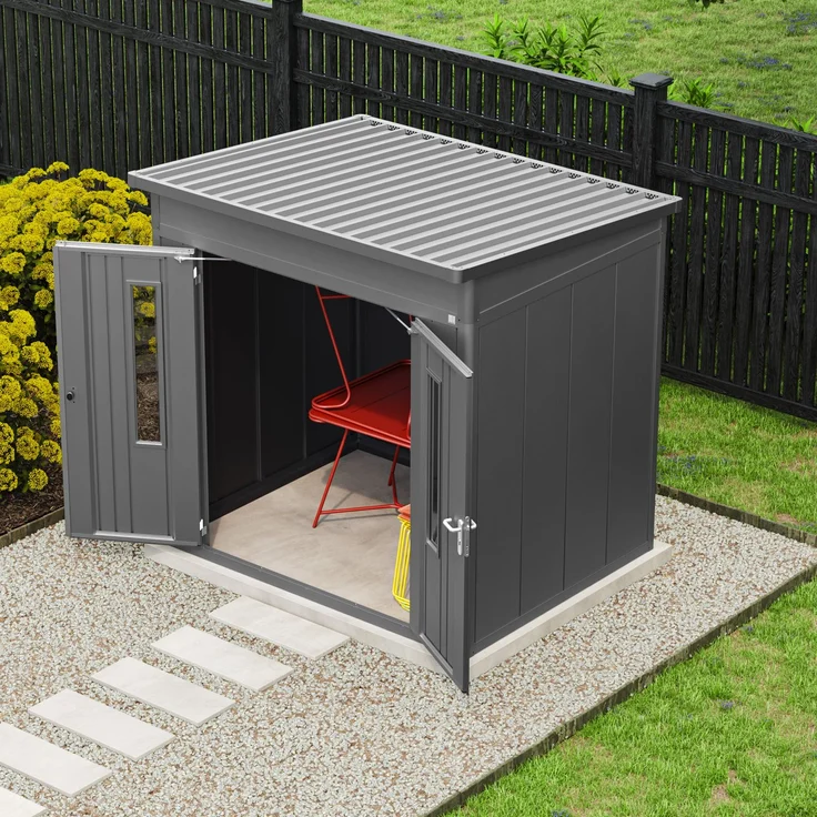 GFP PrimeyardGerätehaus Metall Gartenhaus 228 x 180 x 231 cm Geräteschuppen Pultdach anthrazit – Bild 4