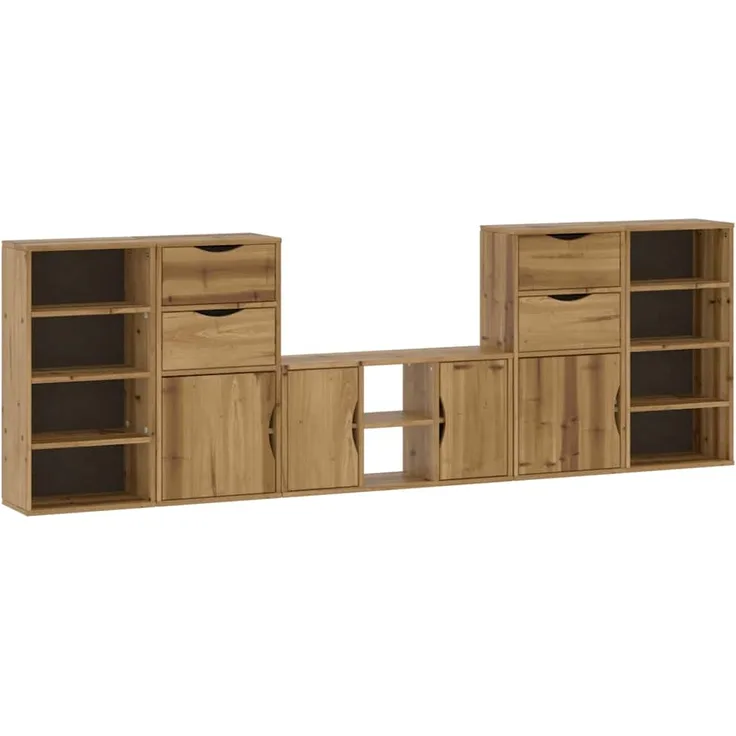 vidaXL 5-tlg. Wohnwand mit Stauraum ODDA Massivholz Kiefer 3365368