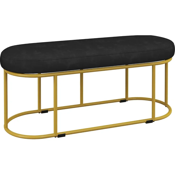 HOMCOM Polsterbank Bettbank mit Samtoptik (Schlafzimmerbank, 1-St, Schminkbank), Stahl, Schwarz, 100 x 37 x 43 cm