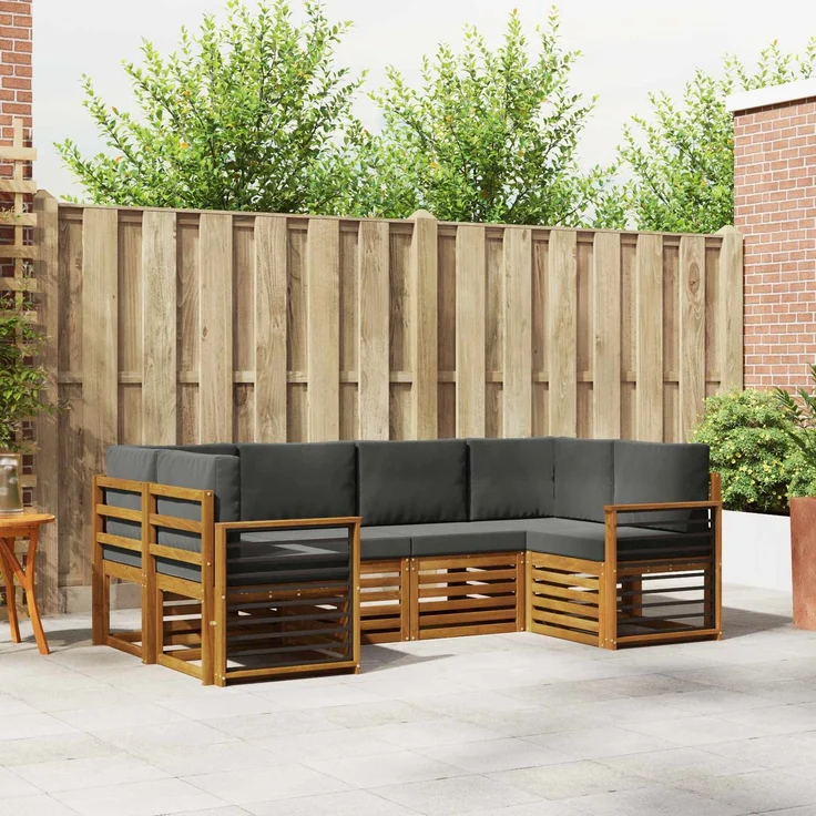 vidaXL Outdoor-Sofagarnitur 6 stk. 6-Sitzer Natur und Anthrazit 3375382 – Bild 1