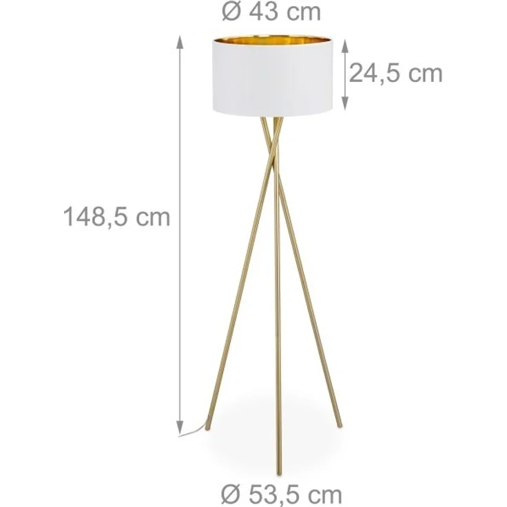 Dreibein Stehlampe in Weiß & Gold 10038881 – Bild 4