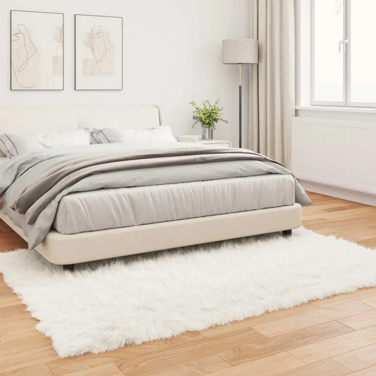 vidaXL Kunstschaffell Teppich Tafalla Weiß 160 x 230 cm Polyester 42021462 – Bild 3