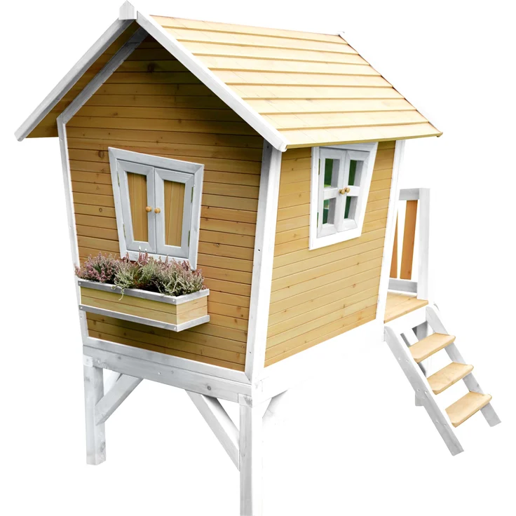 AXI Spielhaus Robin mit weißer Rutsche Stelzenhaus in Braun & Weiß aus FSC Holz für Kinder | Braun, weiß | Holz | 177 cm – Bild 6