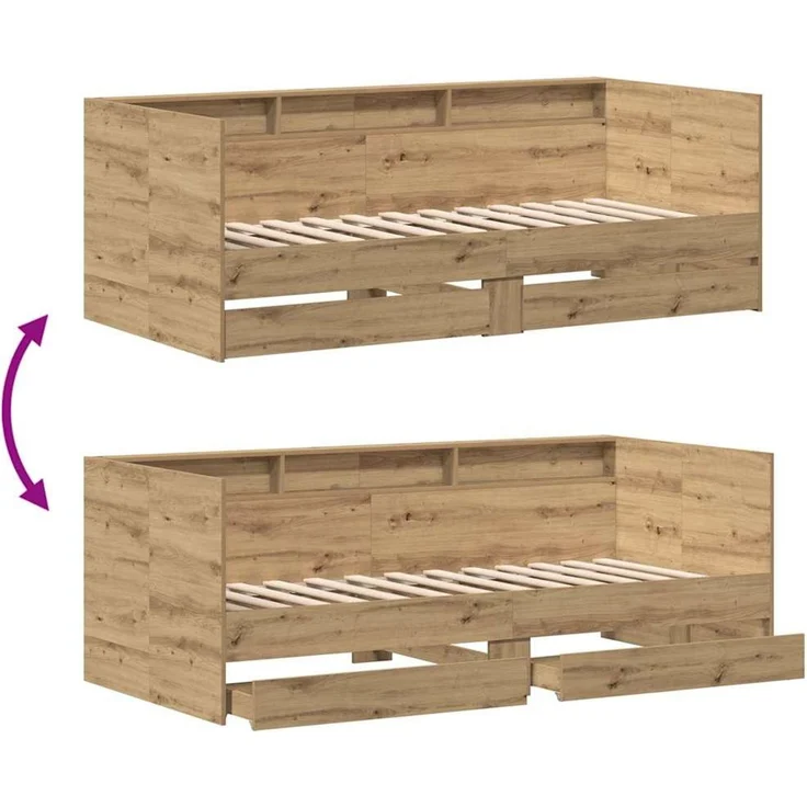 vidaXL Tagesbett mit Regal Artisan-Eiche 90 x 190 cm Holzwerkstoff 3334003 – Bild 10