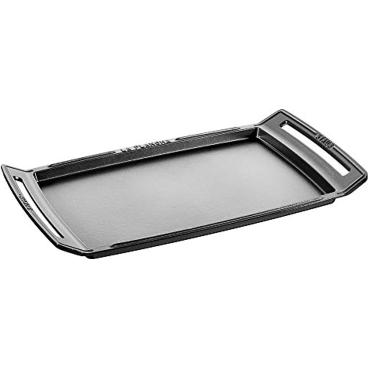 Staub 12033801 Grillplatte aus Gusseisen mit zwei Brennern, 47 x 25 cm, Graphit – Bild 2