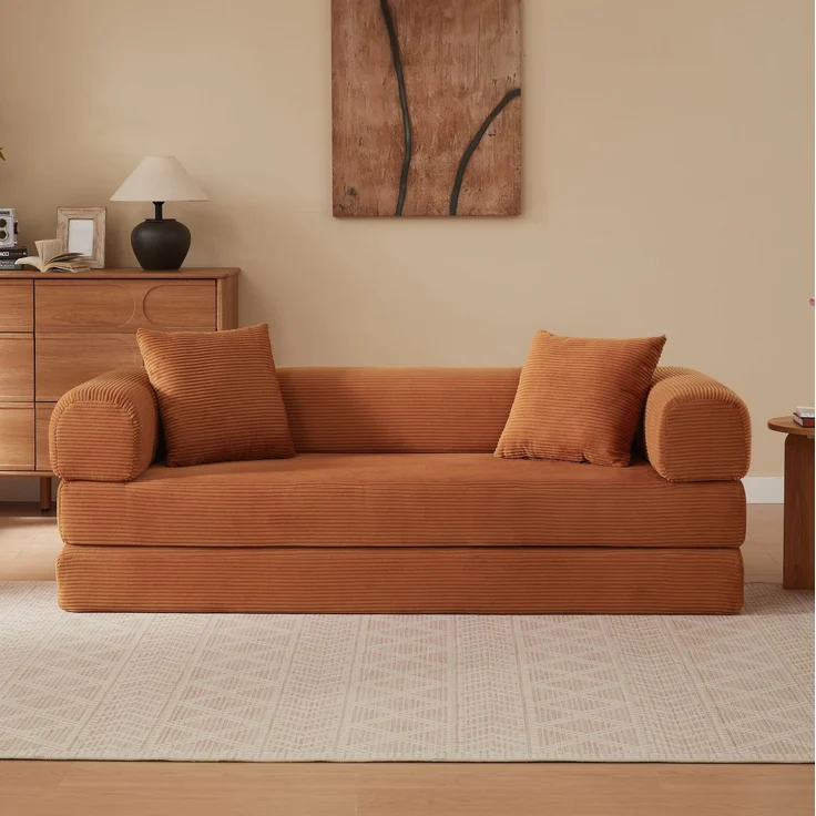 DESVIAE Schlafsofa klappbar 41x41x99 cm aus Schaumstoff, Terrakotta – Bild 6
