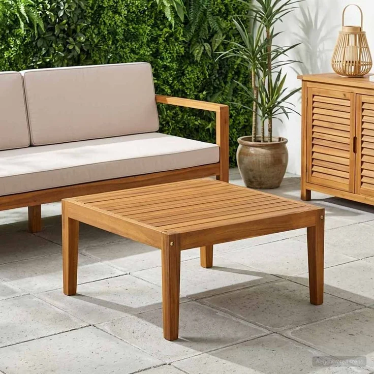 vidaXL Gartentisch Massivholz Akazie Natur 60 x 60 x 30 cm 3407791 – Bild 1