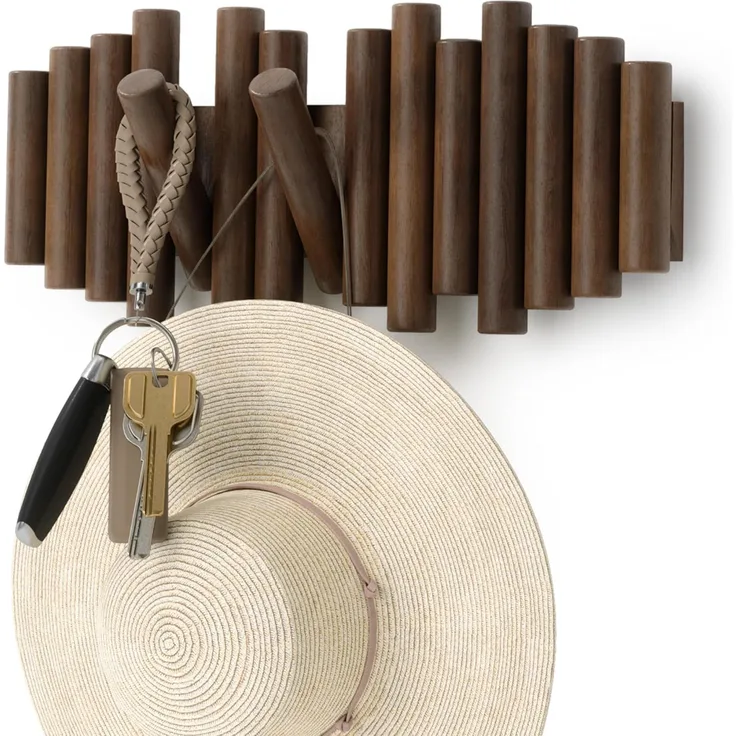 Umbra Picket mit 5 Garderobenhaken 1011471-746 walnussfarben Garderobenleiste