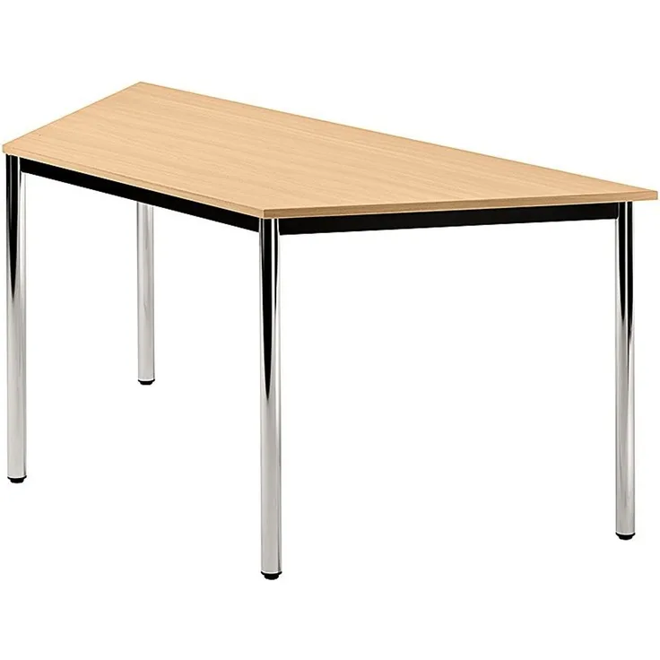 Besprechungstisch Trapez DRTR 160x69cm Buche 4-Fuß Gestellfarbe: Chrom