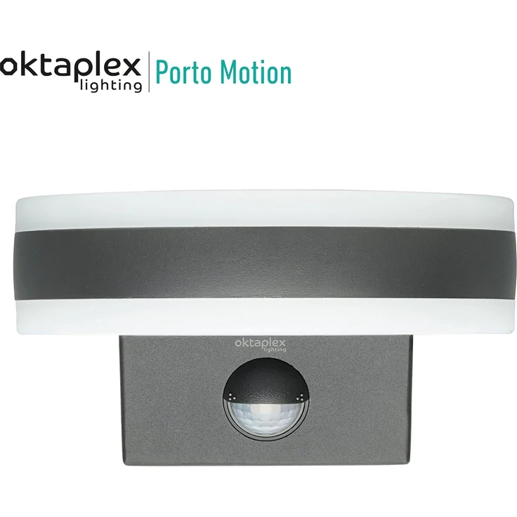 Oktaplex lighting LED Außen-Wandleuchte Porto IP65, Bewegungsmelder, LED fest integriert, Warmweiß, Außenbeleuchtung 15 Watt 1420 Lumen anthrazit – Bild 6