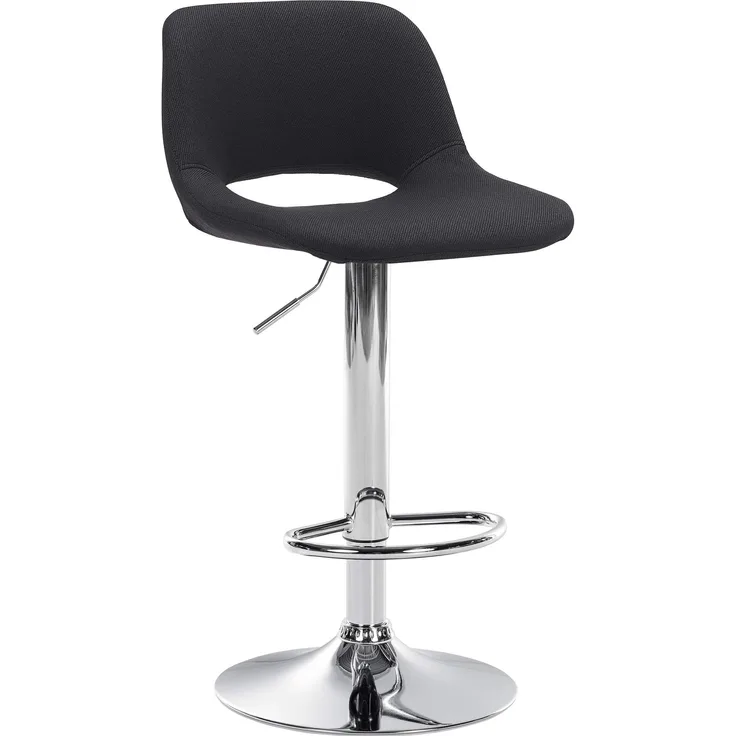 DELUKE® Barhocker JAKSON - Schwarz, Stoff, Chrom Barhocker mit Lehne Barstuhl Tresenhocker Tresenstuhl Kneipenhocker Kneipenstuhl
