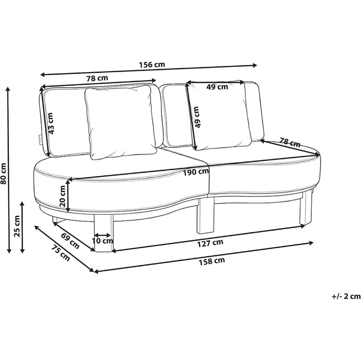 Gartensofa 2-Sitzer ARZELLO Akazienholz Hellbraun – Bild 3