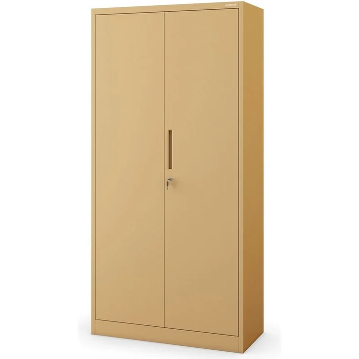 Domator Metallschrank 185 x 90 x 45 cm | Aktenschrank Abschließbar mit Kleiderstange, Pulverbeschichtung | Aufbewahrungsschrank Umkleideschrank Spind Kleiderstange | Beige – Bild 1