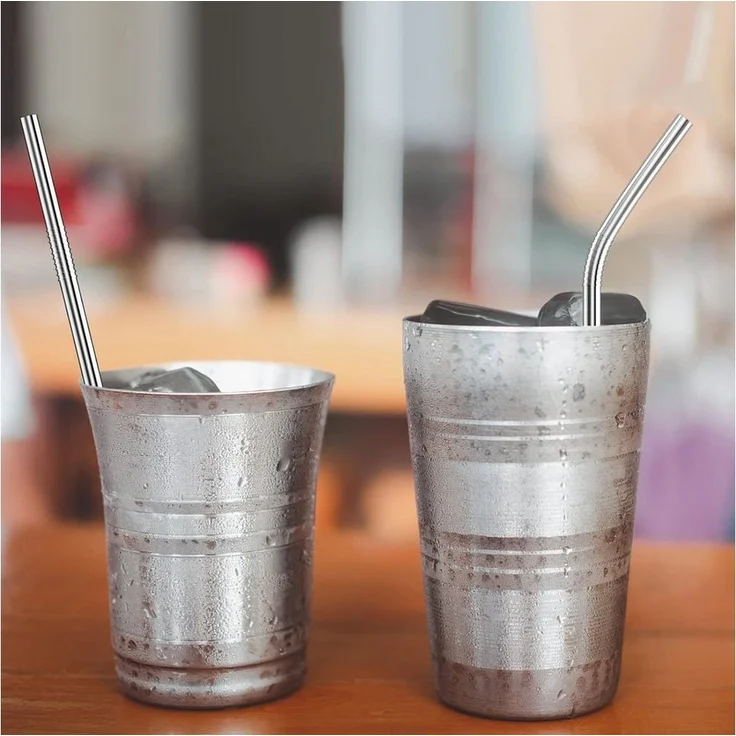 LA CUTE Trinkhalme 4er Set Edelstahl Strohhalme – Wiederverwendbar, Reinigungsbürste, (Wiederverwendbare Metallstrohhalme für Getränke, ideal für den Alltag, 5-tlg, Edelstahl-Strohhalm-Set mit Reinigungsbürste, 5-teilig), Langlebige, Edelstahl Strohhal... – Bild 3