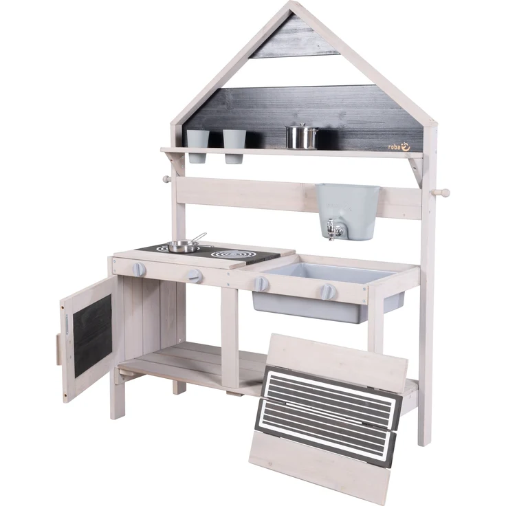 roba Spiel-und Matschküche Outdoor in Hausoptik - inkl. Küchenzubehör - Grau – Bild 1