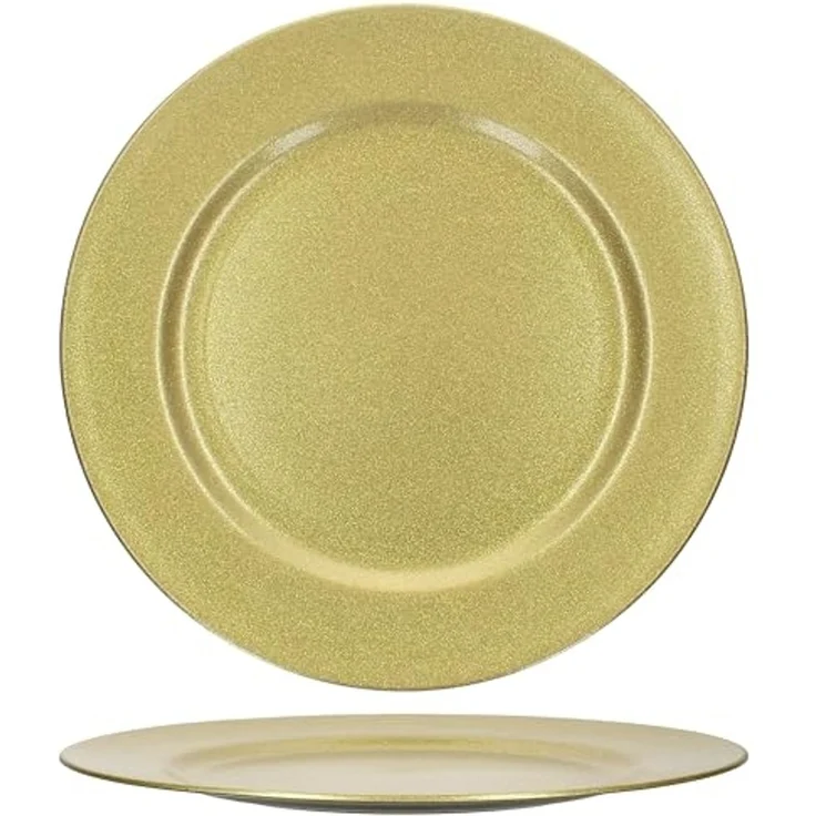 MamboCat Servierplatte 6er Set Platzteller Gold Glitzer 33cm Dekoteller leicht Kunststoff, Kunststoff, Weihnachten – Bild 4