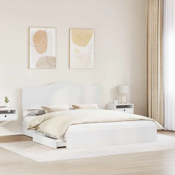 vidaXL Aufbewahrungsbett mit Kopfteil Weiß 180 x 200 cm Holzwerkstoff 3413478 – Bild 2