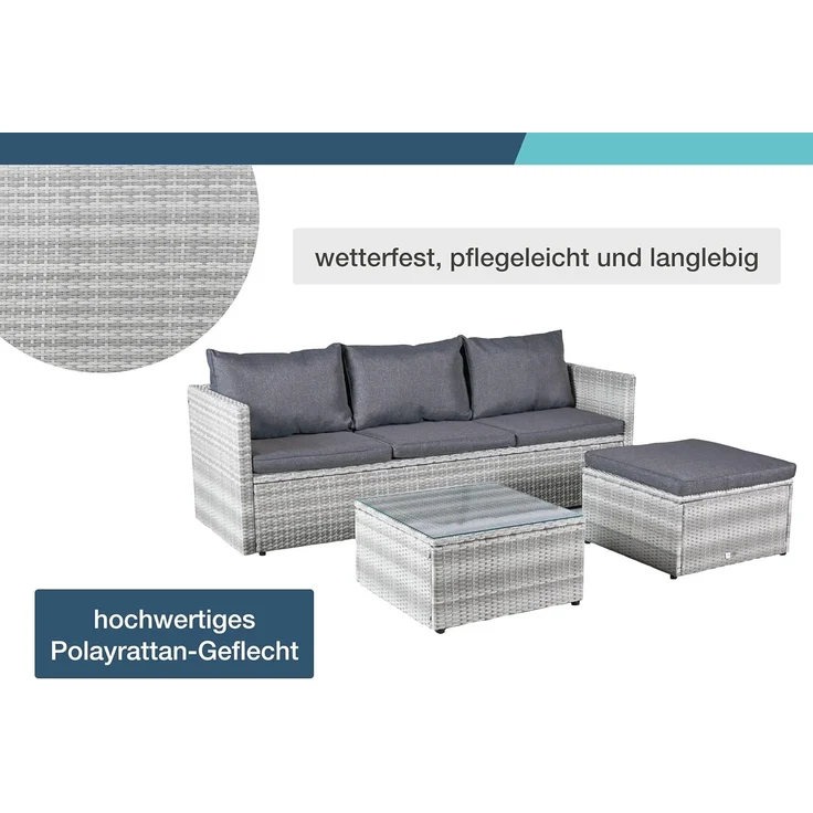 LC Garden Gartenlounge-Set Loungino Balkonmöbel für 3-4 Personen Lounge, (3-tlg) – Bild 5