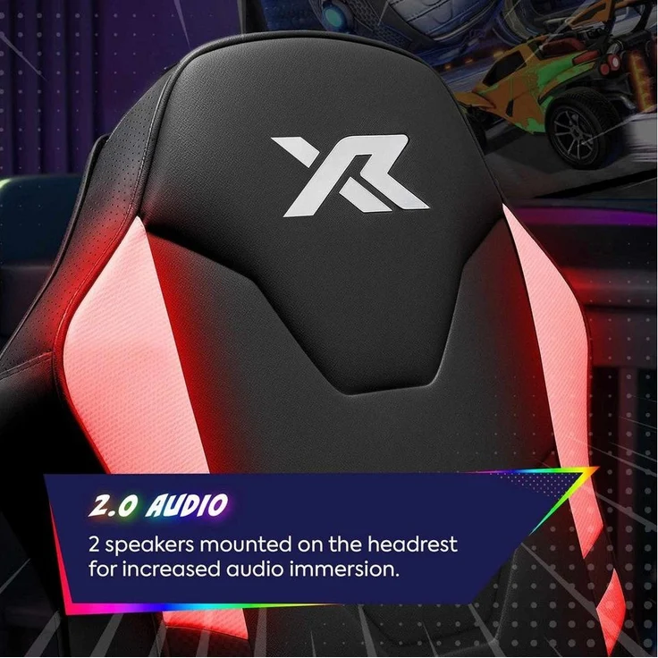 X Rocker Gaming Chair Shadow RGB 2.0 Audio Floor Rocker Gaming Stuhl – Schwarz, Audio, LED-Leuchten – Bild 2