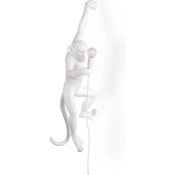Seletti Monkey Wandleuchte hängend linke Hand Weiß