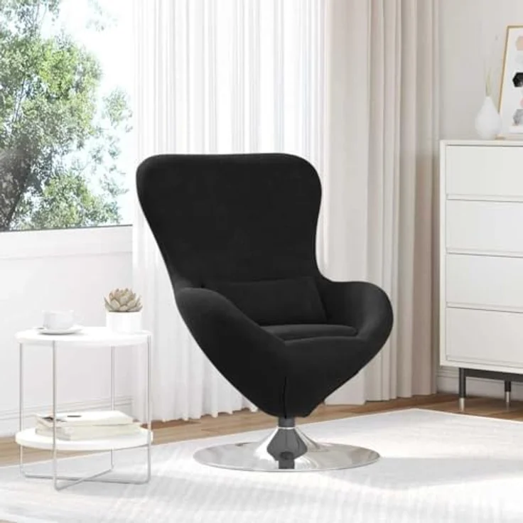 vidaXL Eiersessel Schwarz Samt 42002730 – Bild 3
