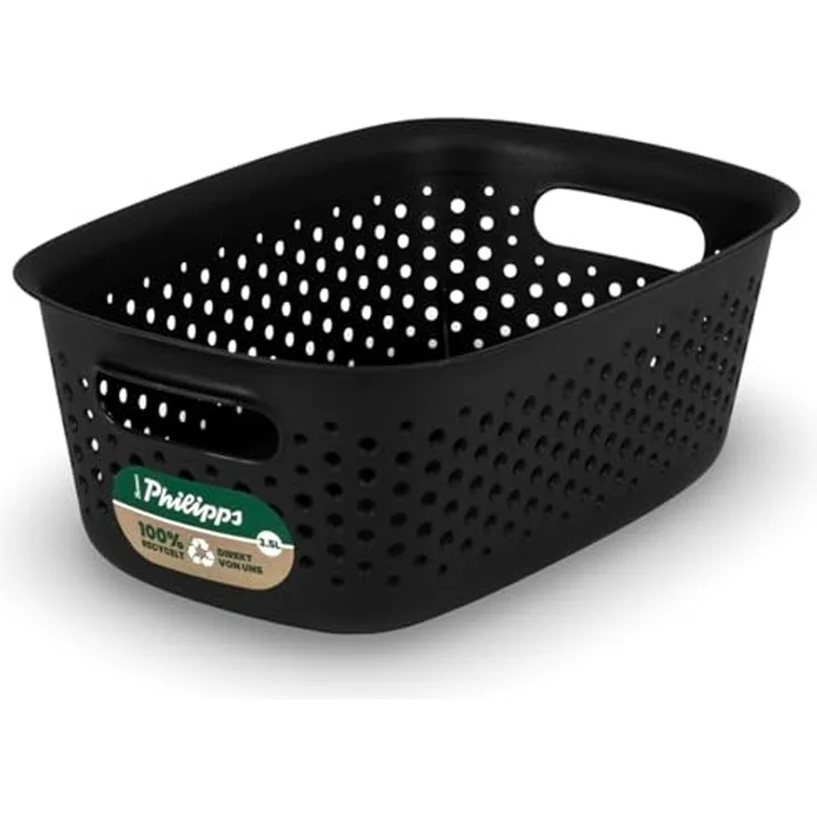 6x Aufbewahrungskorb Box 28cm Körbe 100% recycled 3,5L schwarz Korb Boxen Set 6 Stück – Bild 6