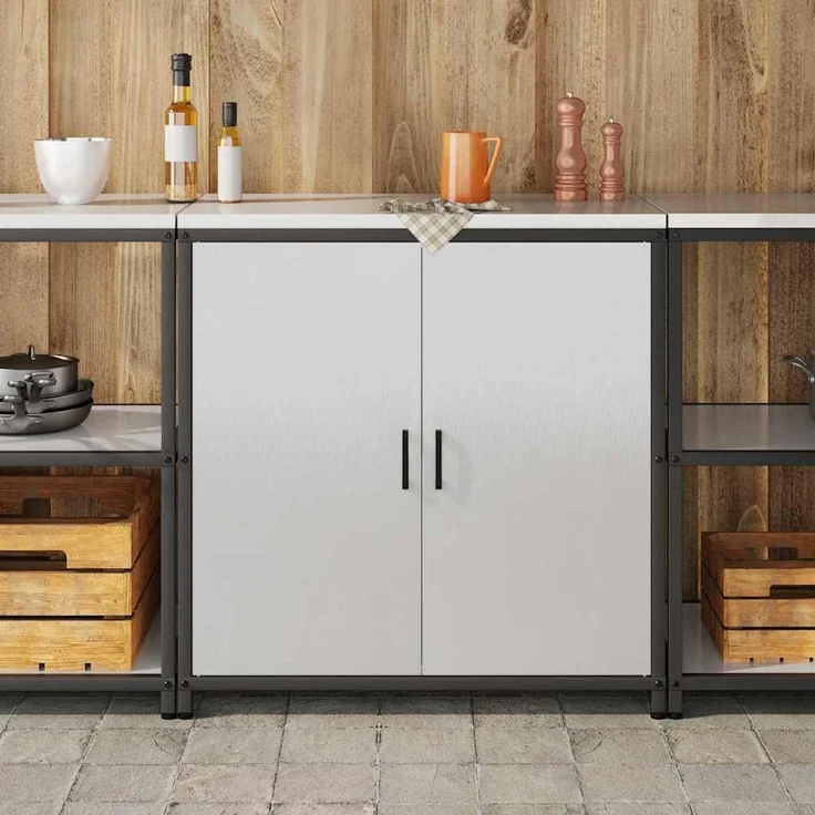 vidaXL Küchenaufbewahrung mit Regal Silber 60 x 50 x 92 cm Stahl 874986 – Bild 3