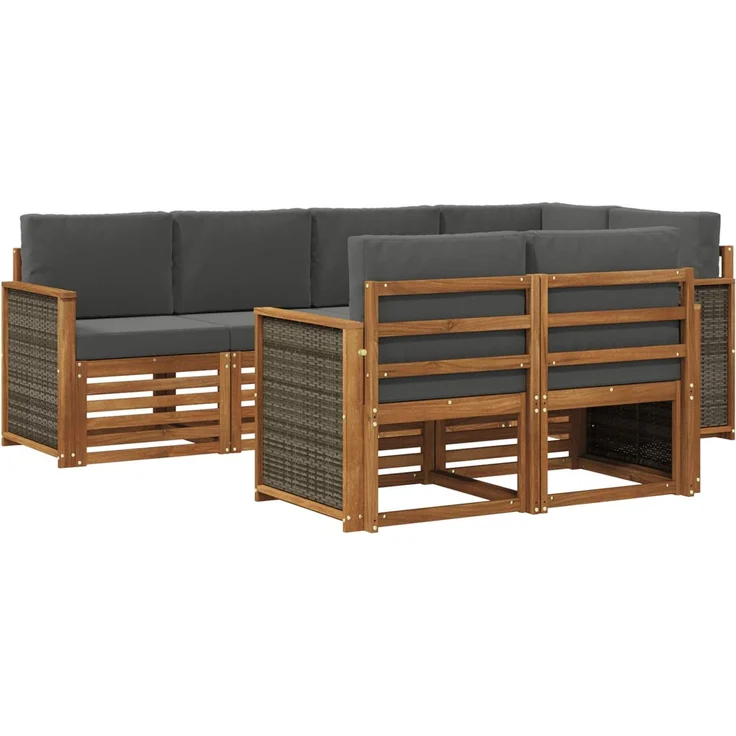 vidaXL Outdoor-Sofagarnitur 7 stk. 7-Sitzer Natur und Anthrazit 3384468 – Bild 2