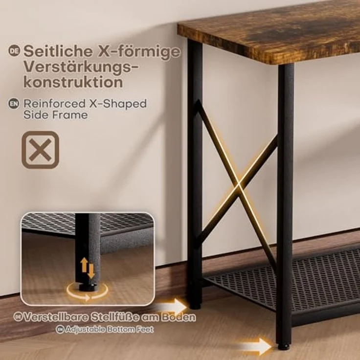 Yorbay Lowboard TV Schrank für Fernseher bis zu 70 Zoll,160 Breite mit offene Fächer, Schwarz & Retro Holzfarben - Für Wohnzimmer & Schlafzimmer – Bild 6