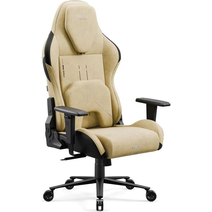 Diablo Gaming Stuhl Stoff X.One Prime Gamer Stuhl Ergonomisch mit Magnetische Kopfstütze und Kühlender Sitz Robuste Metallbasis, Höhenverstellbare Armlehnen Pc Stuhl, Gaming Chair 140 kg Broken Gold