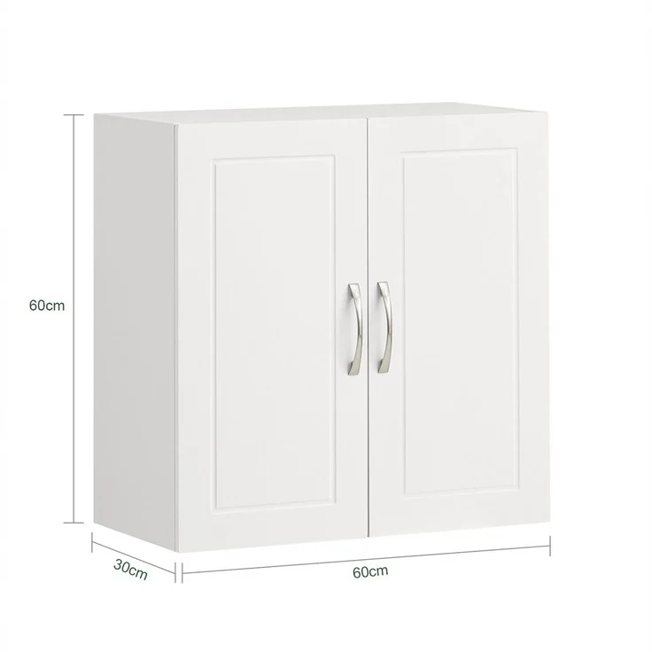 SoBuy FRG231-W Hängeschrank, MDF, Lackiert, Weiß, 60 x 60 x 30 cm – Bild 3