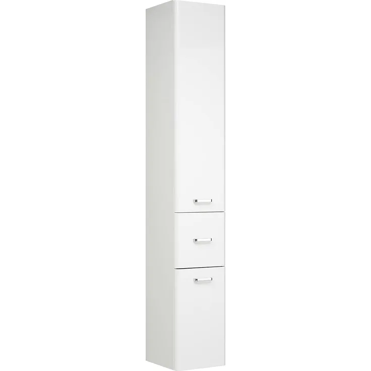 Hochschrank Porto / Piolo, Glas, Holzwerkstoff, Metall, Weiß, 30 x 186 x 33 cm