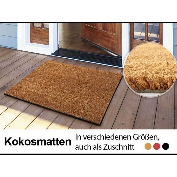 Karat Fußmatte Kokosmatte, 4 Farben, viele Größen, In- & Outdoor geeignet, rechteckig, Höhe: 17 mm – Bild 3