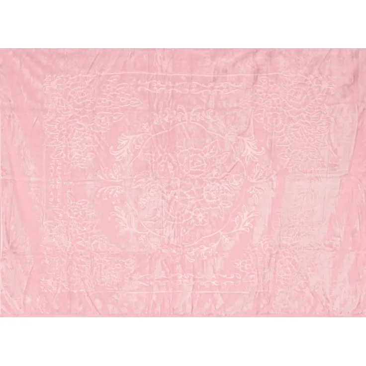 Almina Extra Weiche Wolldecke 200x240 cm 100% PES mit Blumen Muster Waschmaschinengeeinet Rosa