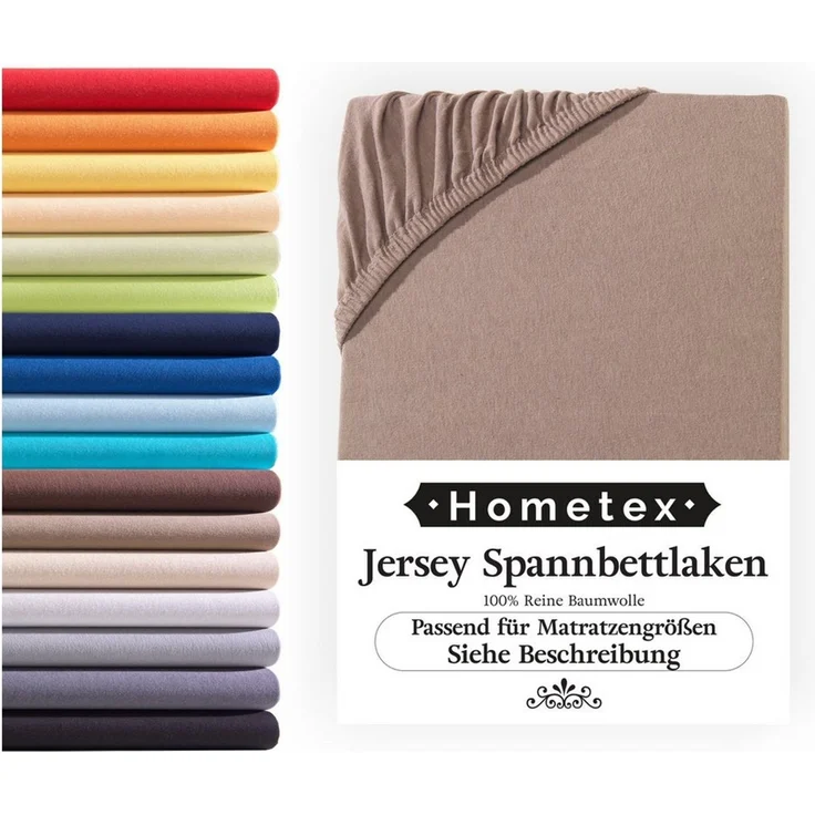 Hometex Premium Textiles Spannbettlaken Jersey Spannbettlaken 100% Baumwolle, Jersey, Gummizug: Rundumgummizug, Premium-Jersey Matratzenhöhe bis 23 cm – Bild 1
