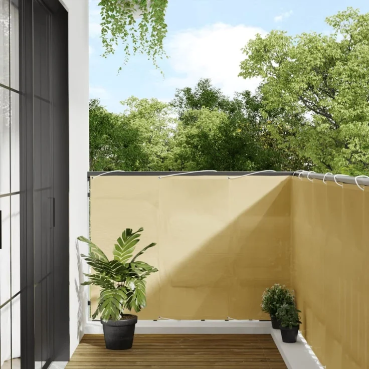 vidaXL Balkon-Sichtschutz Sandfarben 120x800 cm 100% Polyester-Oxford 4000040 – Bild 1