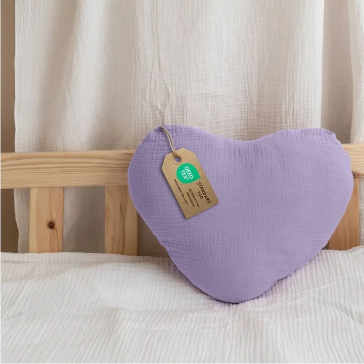 lilimaus Dekokissen Dekokissen Kinderzimmer - Kuschelkissen Herz & Stern in 12 Farben, Dekokissen Musselin Baumwolle für Kinderzimmer