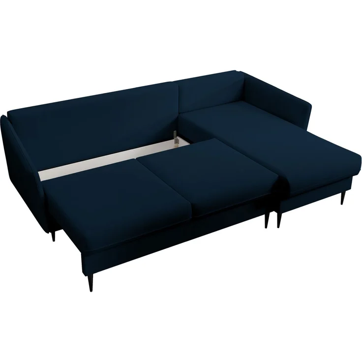 Selsey 'Volio' Ecksofa mit Schlaffunktion, Samt wasserabweisend, Schwarze Beine, Dunkelblau – Bild 7
