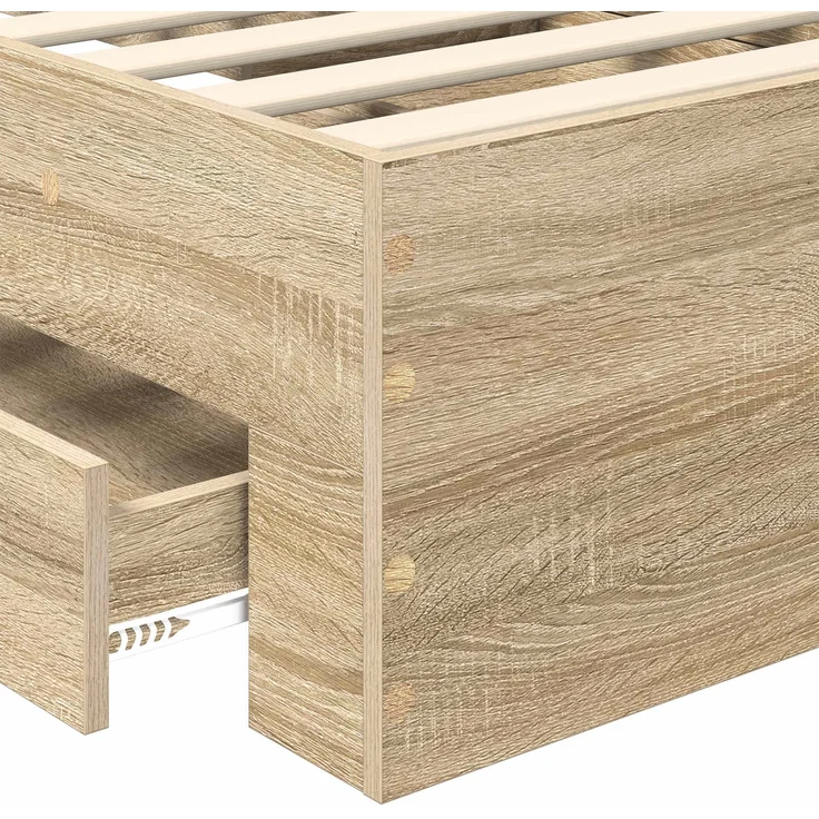 vidaXL Bettrahmen Sonoma Eiche und Silber 75 x 190 cm Holzwerkstoff 3410044 – Bild 9